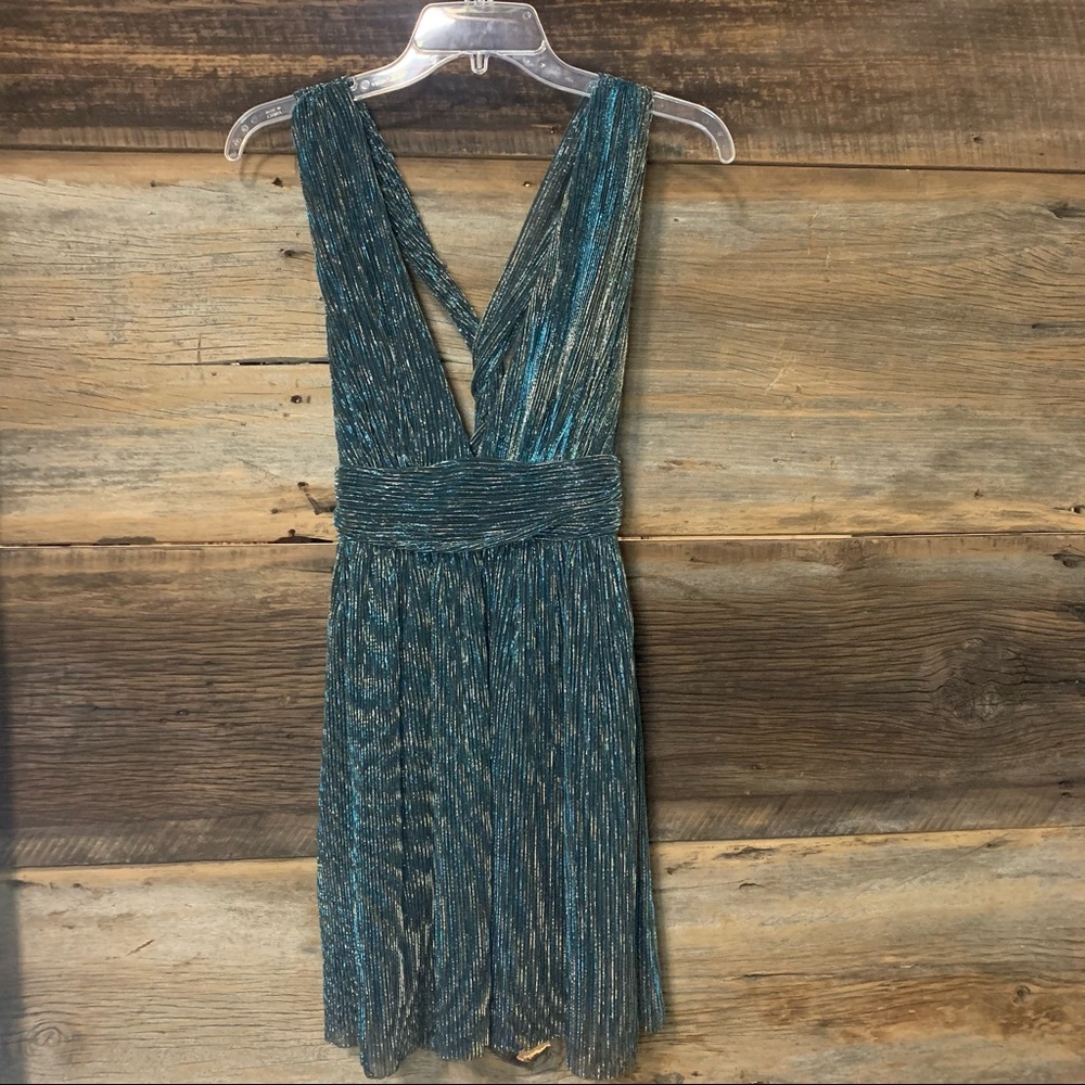 Sparkly Green V-neck Dress